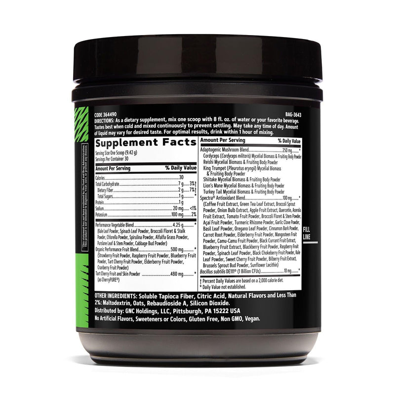 GNC AMP Amplified Greens Blend, ICY Lemonade, 10 oz, 30 Servings | Clinically Studied Cherrypure and Spectra Support Aerobic Performance and Antioxidant Health, with Probiotics for Gut Support