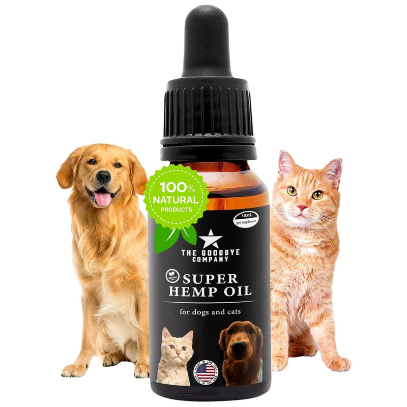 Organic Hemp Oil for Dogs & Cats - Anxiety Relief, Joint Pain Support & Calming - 100% Pure Cold-Pressed Hemp Seed Oil - Vegan, Cruelty-Free, Hand-Filled in Florida - 30ml