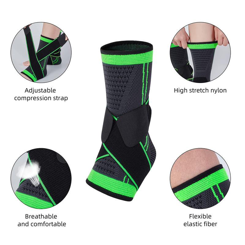 Ankle Support Braces (1Pair), Breathable Ankle Compression Sleeves with Adjustable Wrap,Elastic Ankle Brace Stabilizer for Plantar Fasciitis,Achilles Tendonitis,Sprained Ankle Pain Swelling Relief 2