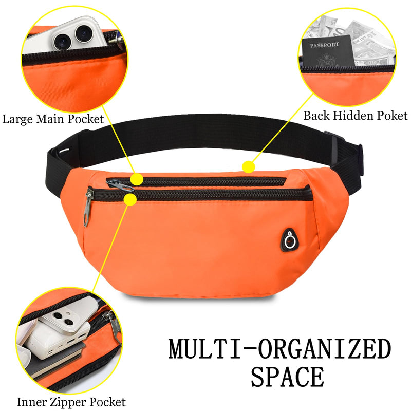 Fanny Pack for Women Men,Crossbody Fanny Pack Water Resistant Sports Waist Bag Pack, Belt Bag for Travel Hiking Running 2pack-black/orange