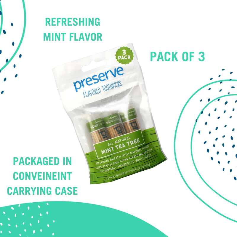 Preserve Flavored Toothpicks, Mint Tea Tree, 3 Count - BeesActive Australia