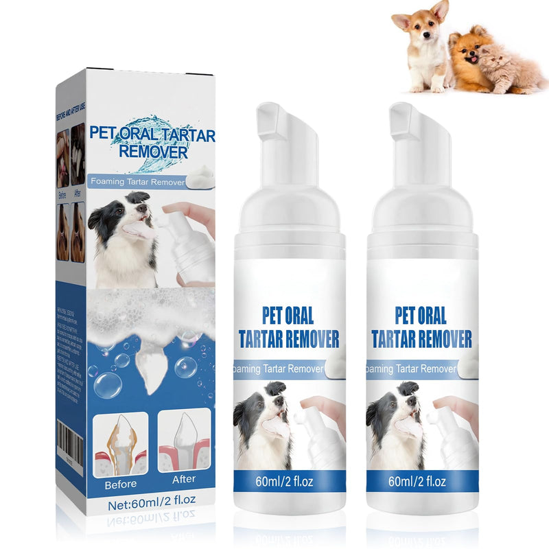 2Pcs Pet Dental Tartar Remover,Oral Spray for Dogs Teeth Cleaning,Pet Dental Foaming Care Spray,Dog Breath Freshener,Support Clean & Teeth and Aid in Daily Oral Use