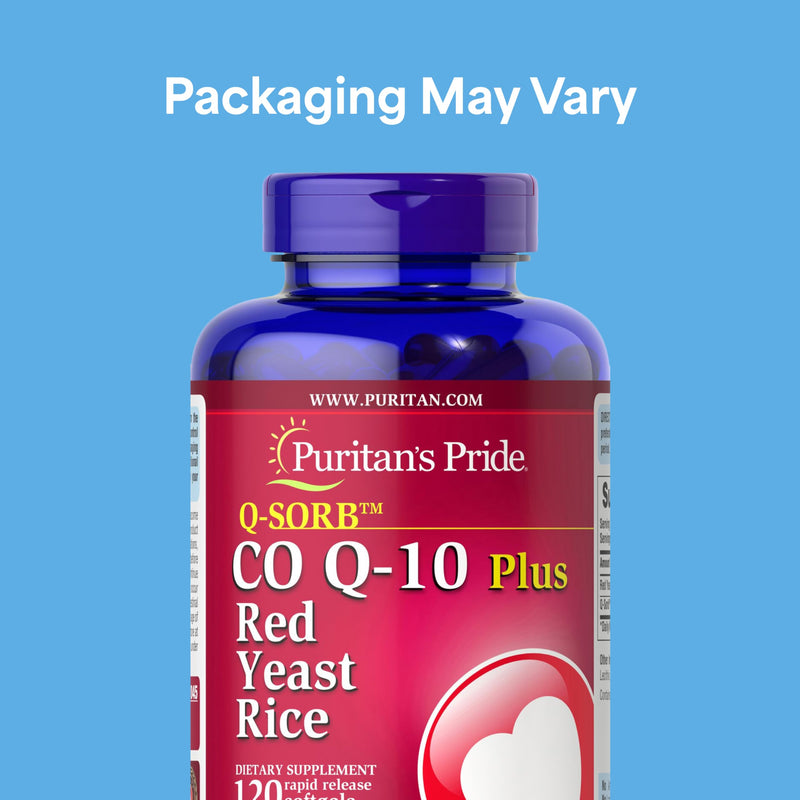 Puritan's Pride Q-Sorb™ Coenzyme CoQ10 Dietary Supplement for Heart Health, Oral Gum Health & Healthy Aging Support, Plus Red Yeast Rice for Improved Digestion, 120 Rapid Release Softgels,(Pack of 2) 120 Count (Pack of 2)