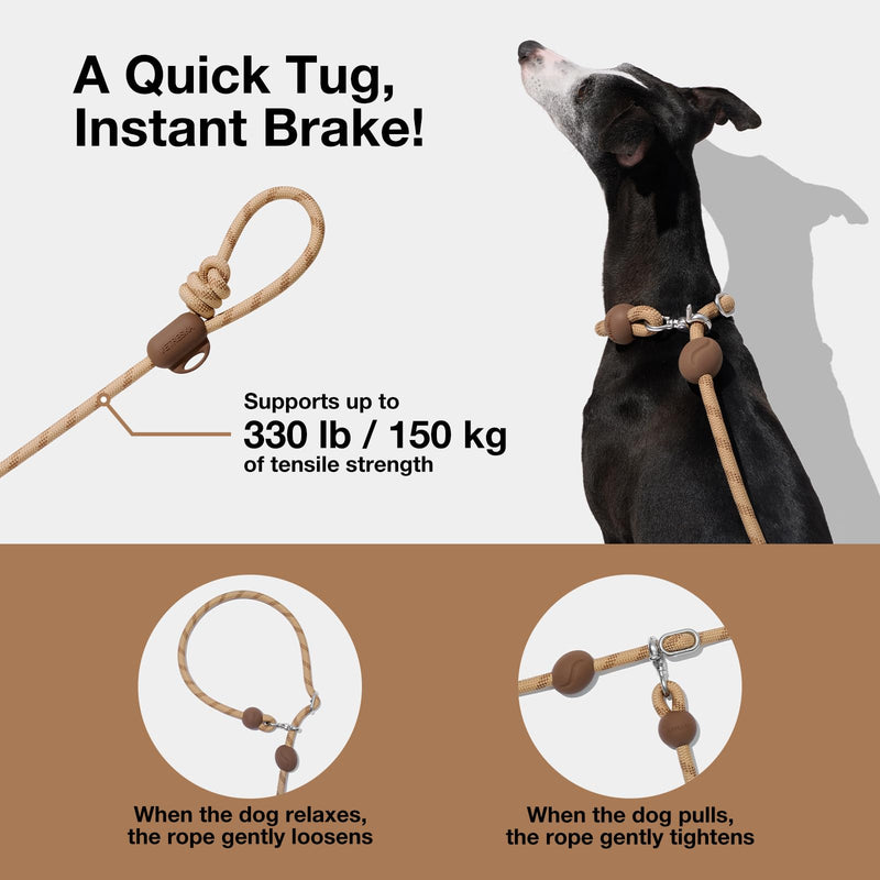 VETRESKA Hands-Free Dog Leash, 8FT Adjustable Rope Leash for Medium Large Dogs, Waist/Crossbody Slip Lead Leashes for Walking, No Pull Dog Leashes with Bag Dispenser, Clip, 3 in 1 Walk Kit (Coffee) Coffee Brown - BeesActive Australia