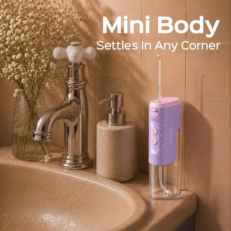 COSLUS T40 Mini Water Flosser for Travel, Portable Compact Design, Purple
