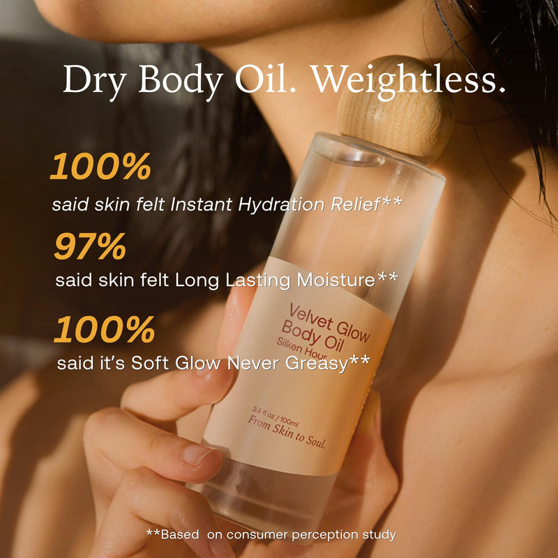 Mulen Dry Body Oil for Sensitive Skin, Hydrating & Moisturizing for Women After Shower Glow, Fast-Absorbing, Non Greasy Luxury Oil with Sea Fennel, Vitamin E, Patented Light Fragrance (3.4 Fl Oz)