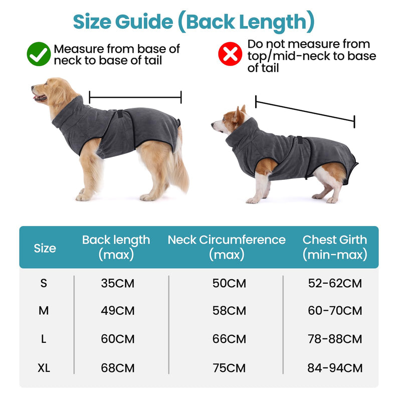 HAPPY HACHI Dog Bathrobe Microfiber Bath Towel Dog Bathrobe Washable Super Absorbent Moisture Quick Drying Towel Beach Towel for Small Medium and Large Dogs Cats (Grey, XL) Grey-XL - BeesActive Australia
