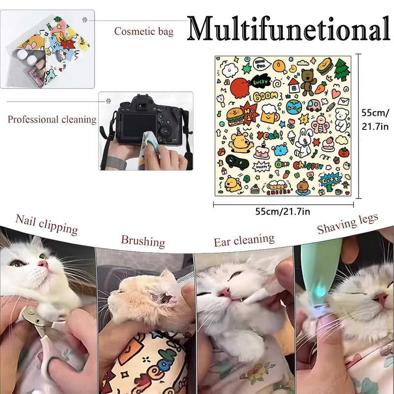Cat Wrap for Cutting Nails,Cat Grooming Wrap,21.5 Inch Cat Burrito Wrap,Cat Swaddle Wrap,Pet Grooming Adhesive Restraint Cloth,Magic Wrap for Cats,For Clip Nails,Clean Ears(C,L(Within 11.1lbs)) L(Within 11.1lbs) C - BeesActive Australia