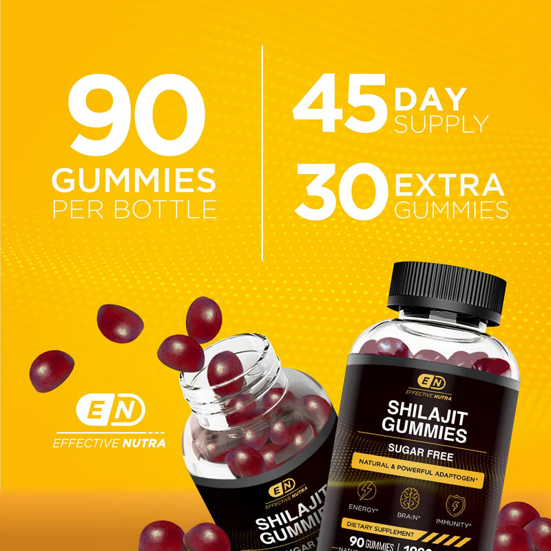 Shilajit Gummies 1000mg | Pure Shilajit Resin for Energy, Brain & Immunity | Supplement for Men & Women | Sugar-Free, Vegan, Gluten-Free | Natural Berry Flavor, Made in USA (90ct) - BeesActive Australia