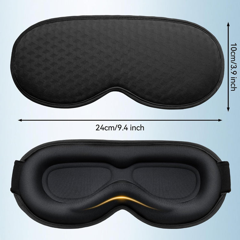 Blackout Sleep Mask: Weighted Eye Mask for Men Women - 3D Contoured Zero Pressure and Eyelash Free - Airplane Travel Nap Night Sleeping Blindfold - Adjustable Ear-Friendly Breathable Comfortable Black - BeesActive Australia