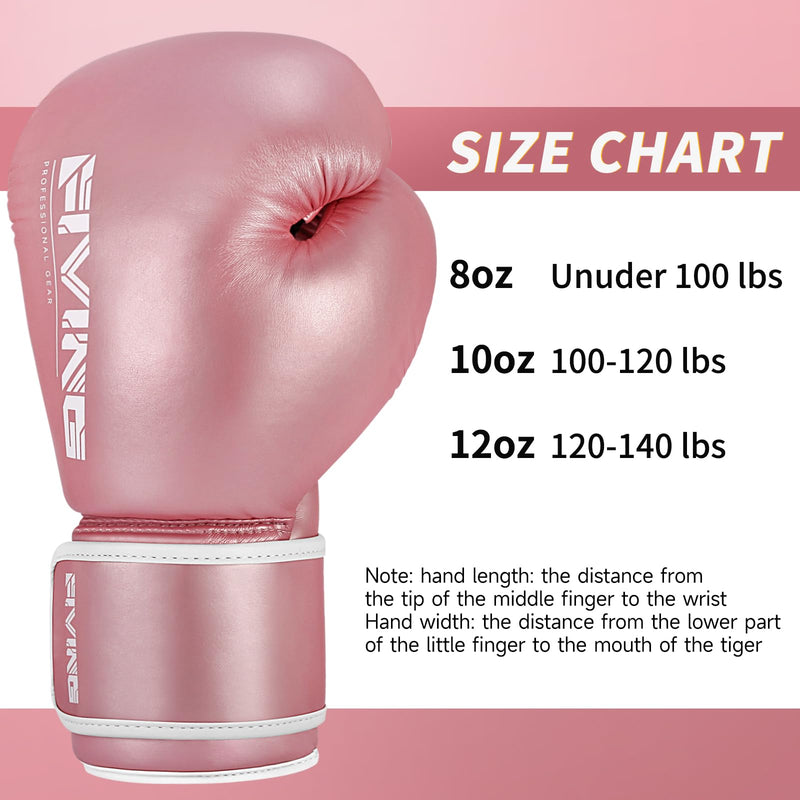 FIVING Women's Pro Style Boxing Gloves for Training Muay Thai Ladies for Sparring,Fighting Kickboxing Good for Punch Bag,Focus Pads and Double End Ball Punching Pink 14 oz