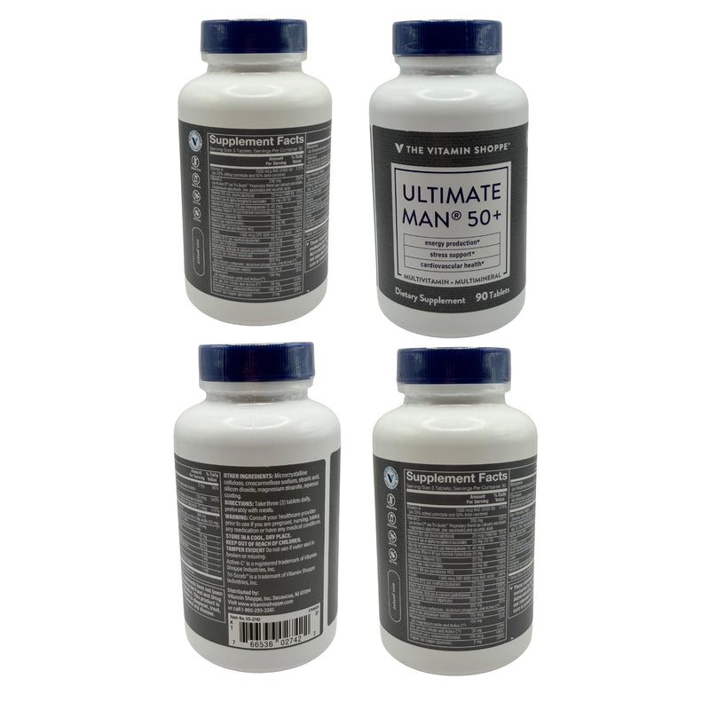 The Vitamin Shoppe Brand Ultimate Man 50+ Multivitamin, 90 Tablets | Men’s Multivitamin with Vitamins, Minerals & Antioxidants for Energy, Immune & Overall Wellness Support, Gluten Free