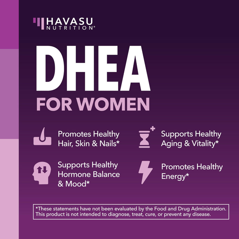 DHEA Supplement for Women with Biotin 5000mcg Per Serving, 2 Month Supply | DHEA 50mg and Biotin Supplement for Hormone Balance and Hair, Skin, Nail Support, Vegan, Non-GMO, Gluten-Free, 60 Servings DHEA + Biotin (60 Count)