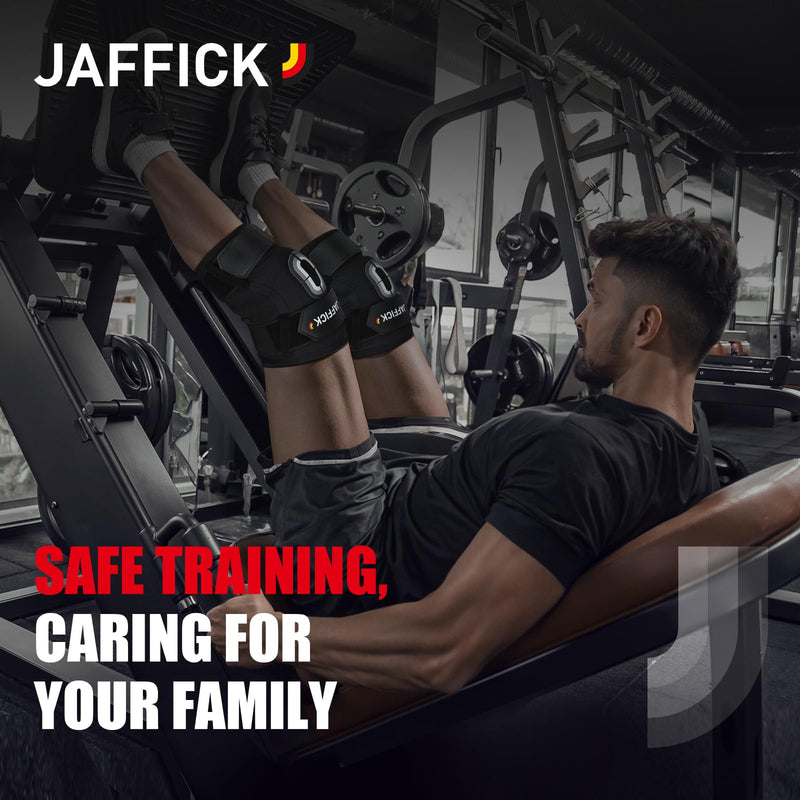 Jaffick Knee Sleeves (1 Pair),Double Layer Compression Knee Braces for Suitable for Squats, Weightlifting, Powerlifting, Gym Exercises, Unique Pressure Belt Design，7MM Neoprene Sleeves L Black