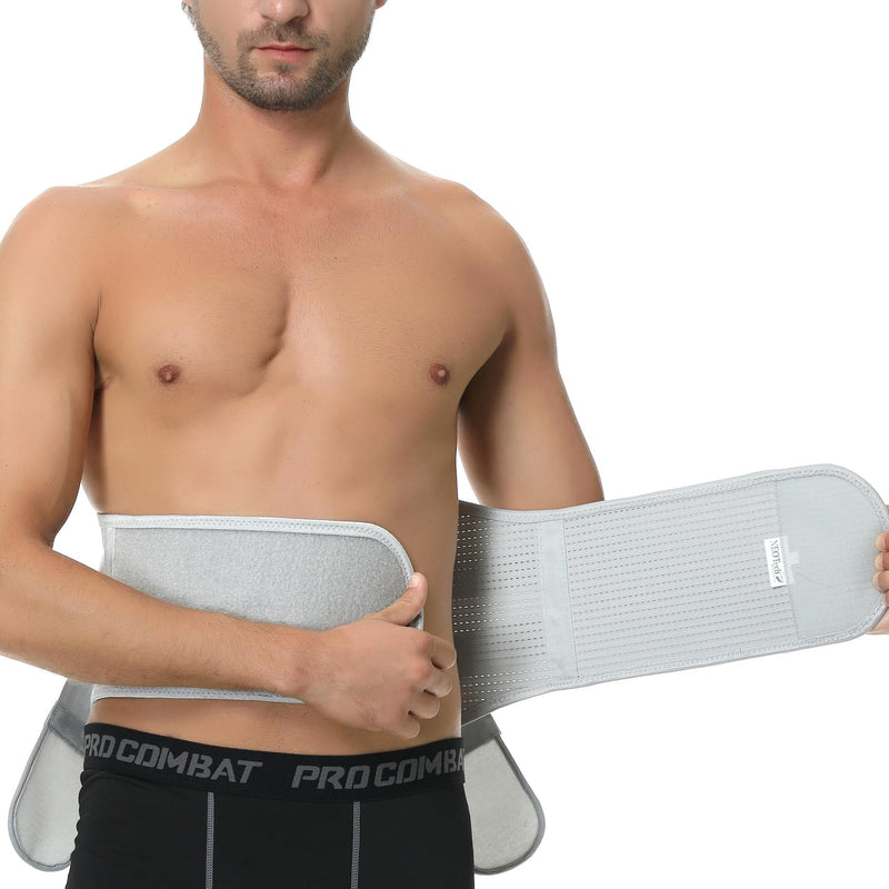 NeoTech Care Back Belt Support for Men or Women - Breathable & Adjustable Lower Back Brace - Double Pull Compression Straps (Gray, Size L) Grey - BeesActive Australia