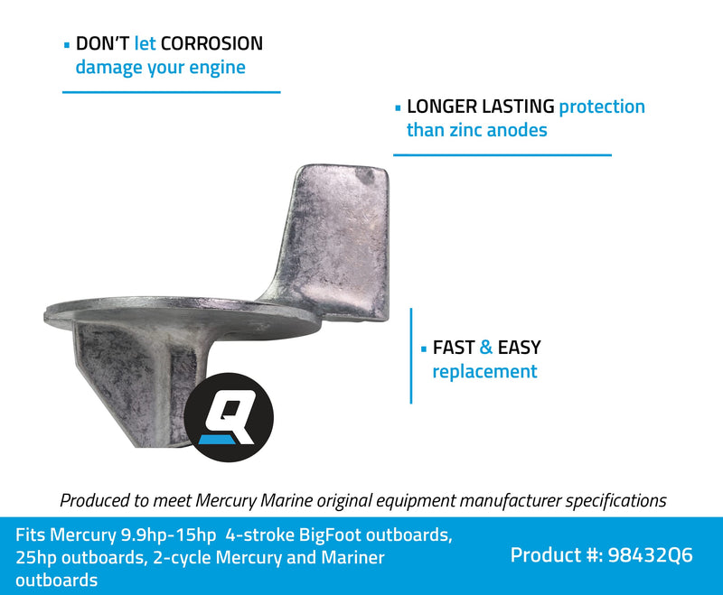 Quicksilver 98432Q6 Zinc Trim Tab Anode Plate for Mercury and Mariner Outboards - BeesActive Australia