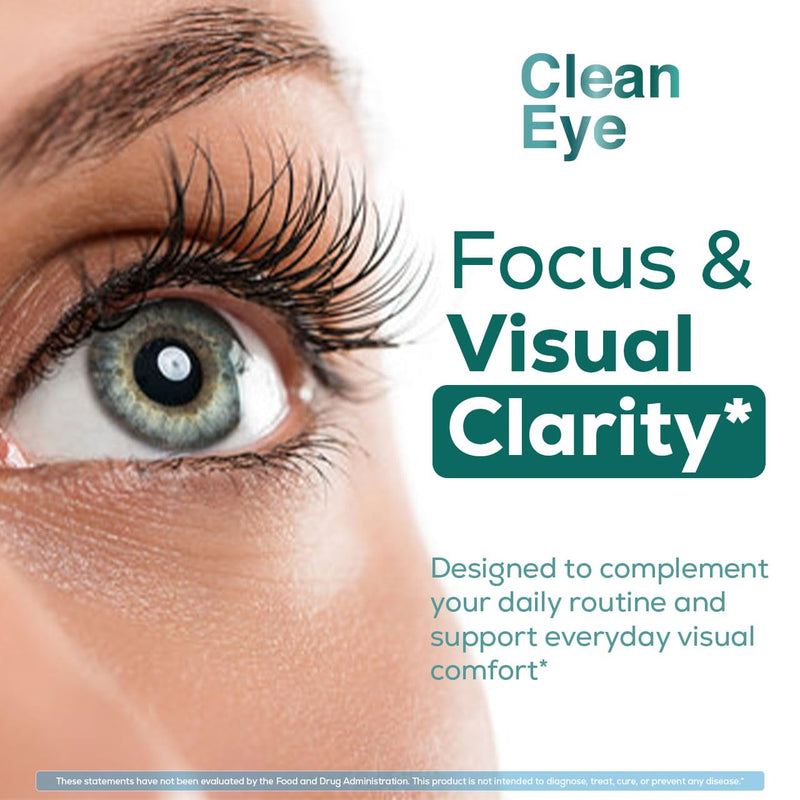 Clean Eye Capsules - Official CleanEye Pills Advanced Premium Formula Support Maximum Strength, All Natural Ingredients Vitamins for Overall Health & Wellness, 60 Capsules for 1 Month