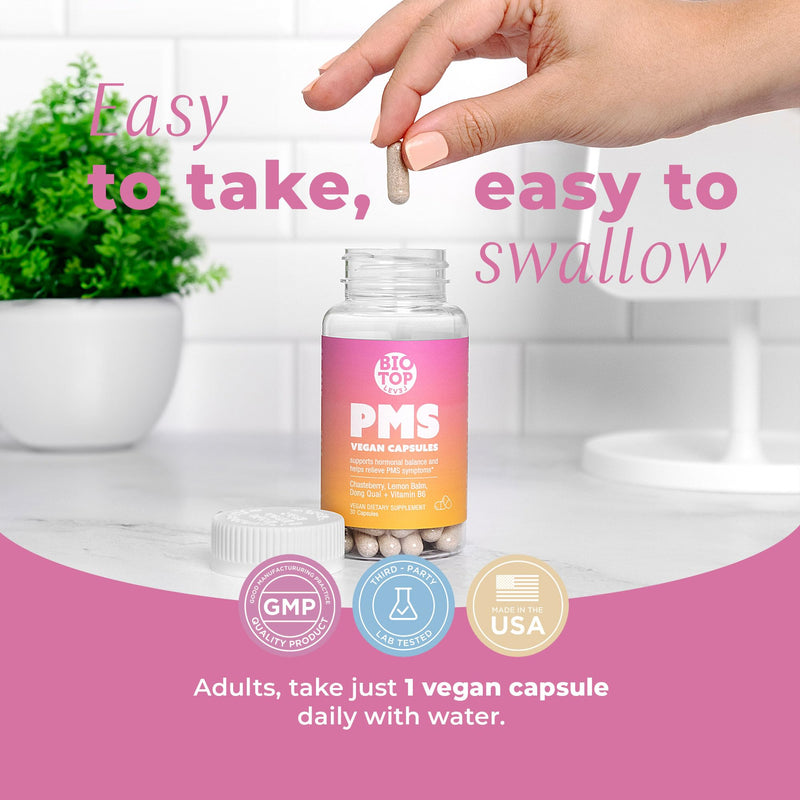 PMS Support for Cramps, Bloating, Breakouts & Mood - 30 Capsules