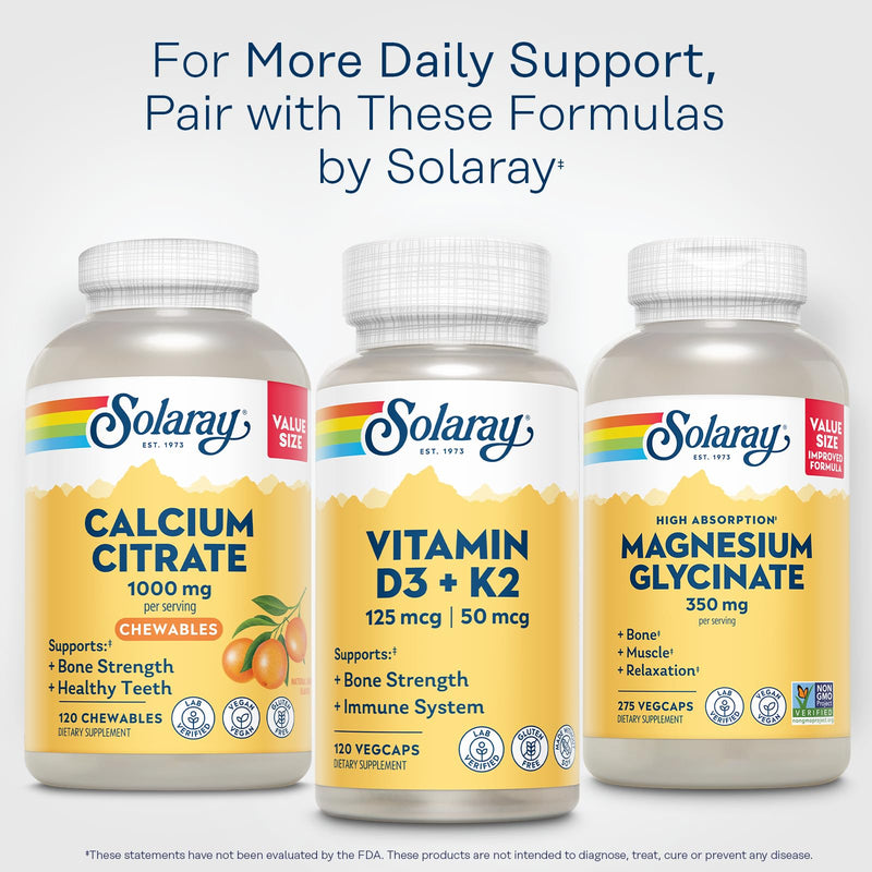 SOLARAY Calcium Citrate 1000mg - Chewable Calcium Supplements for Women and Men - Healthy Teeth and Bone Support - Great, Natural Orange Flavor - Vegan, Gluten Free, 60-Day Guarantee - 30 Servings | Chelated calcium citrate, Enhanced absorption & utili...