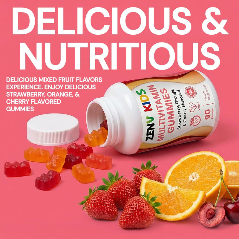 ZENV Family Wellness & Immune Support Bundle: Adult Multivitamin & Kids Multivitamin Gummies, Vitamin D3 Gummies | 90-Day Supply for All Ages