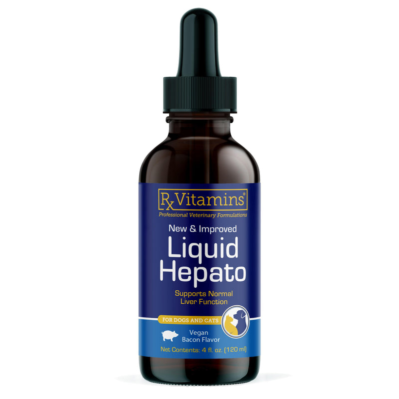 Rx Vitamins Liquid Hepato Support for Dogs & Cats - Liver Support Supplement with Milk Thistle for Dogs (Silymarin & Silybinin) and Vitamin B - Bacon Flavor (4oz) New Label