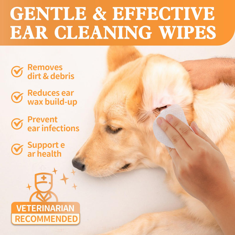 Dog Ear Wipes, Dog Ear Cleaner Wipes Ear Cleaning Wipes for Dogs,Cats - Gently Remove Ear Wax - Relieve Ear Infections, Itching,Scratching,120ct (3.15in) Pet Ear Cleanser - BeesActive Australia