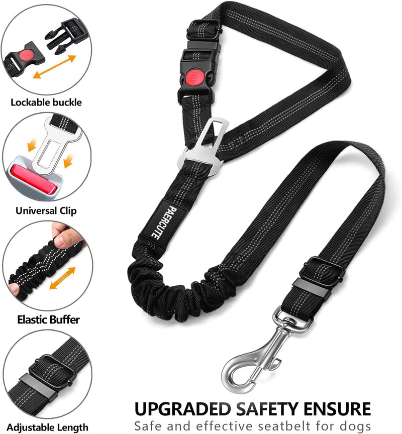 2 Piece Set Dog Seat Belt Retractable Dog Car Seatbelts Adjustable Pet Seat Belt for Vehicle Headrest Restraint Adjustable Heavy Duty & Elastic & Durable Car Harness for Dog Gray Blue - BeesActive Australia