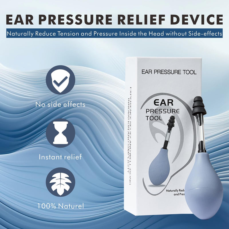 Ear Pressure Relief Suction Device, Migraine and Headache Relief Products, Airplane Ear Pressure Relief Through Inner Ear Pressure Balance, Reduces Tension, with 3 Sizes of Earplugs