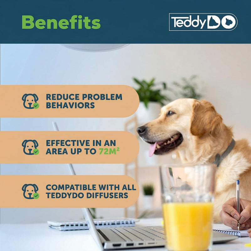 TeddyDo Calming Diffuser Refill for Dogs | Pack of Two | 60 Days Kit | Comfort, Calm & Relax Your Anxious Dog | Reduces Problematic Behaviours | 2x48ml