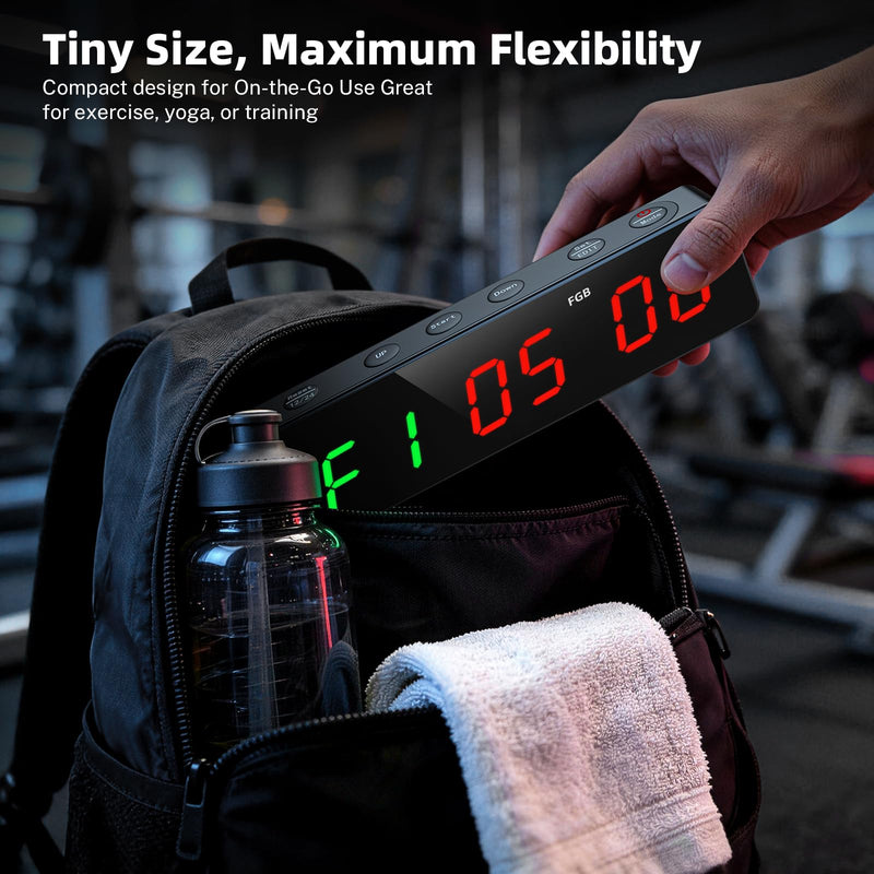 Portable Workout Timer, Workout Clock for Home Gym Garage Boxing, Gym Timer Clock with Strong Magnet, Powerful Battery, Adjustable Brightness for Fitness Enthusiasts Coaches Black 7 inch - BeesActive Australia