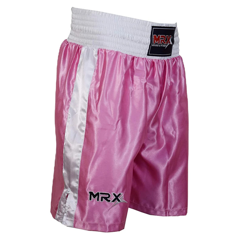 Men Boxing Shorts for Boxing Training Fitness Gym Cage Fight MMA Mauy Thai Kickboxing Trunks Clothing Medium Pink/White