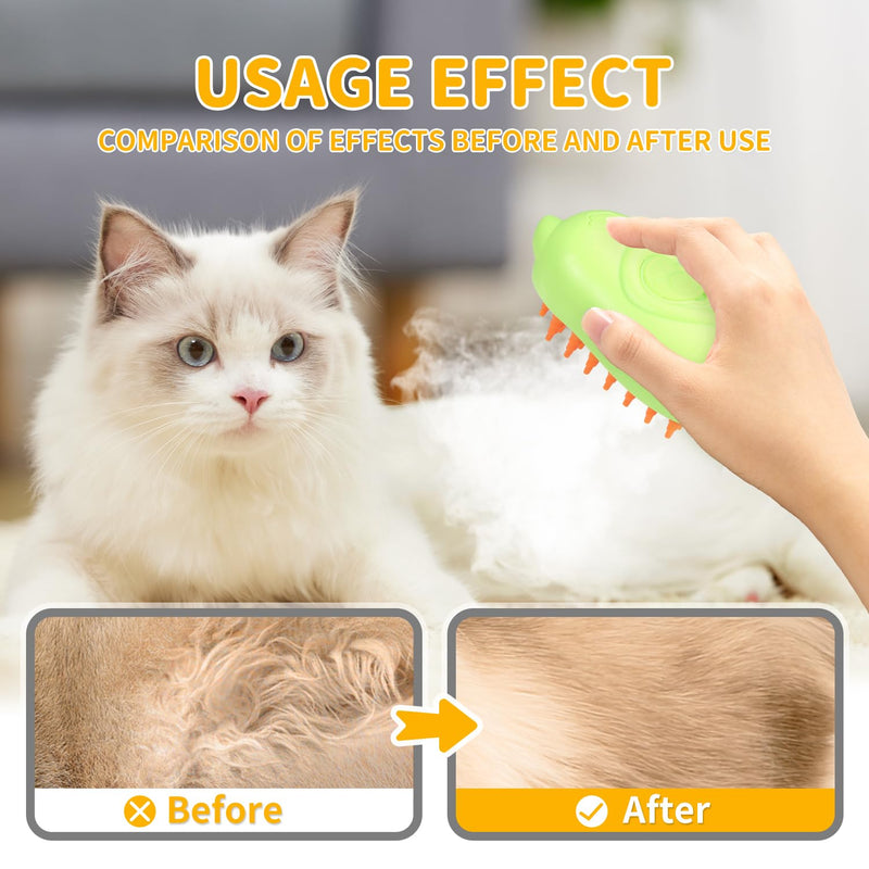 Cat Steam Brush for Shedding Rechargeable Cat Brush with Steam Self Cleaning 3in1 Cat Hair Brush with 2Gears Cat Grooming Brush for Long and Short Hair of Cat and Dog-Green Green - BeesActive Australia