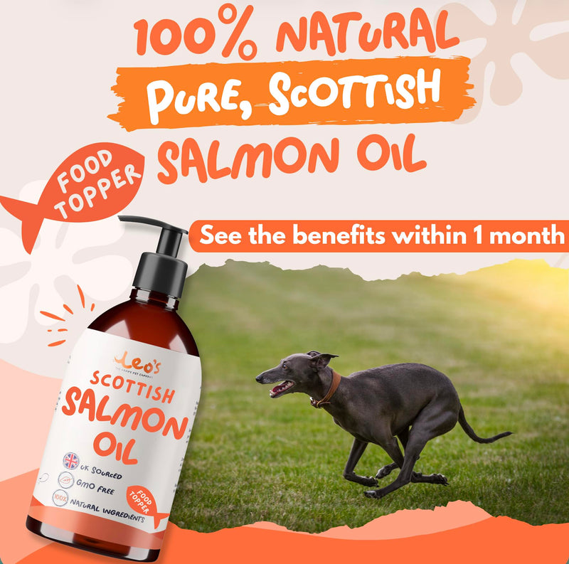 Leo's Salmon Oil for Dogs and Cats | Premium 100% Natural Food Topper Fish Oil for Dogs and Cats | 300ml Enhances Coat Shine, Joint & Brain Health, Itchy or Dry Skin, and Dandruff Hair Treatment