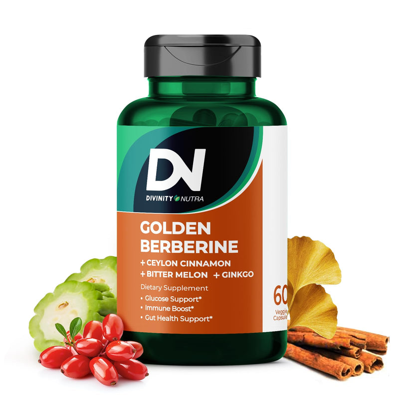 4-in-1 Berberine Supplement 1500mg,Glucose Support,Ceylon Cinnamon Bitter Melon Ginkgo, Boosts Immunity, Gut & Heart Health, 60 Capsules, High Potency 10X Strength for Metabolism Support with 5500mg - BeesActive Australia
