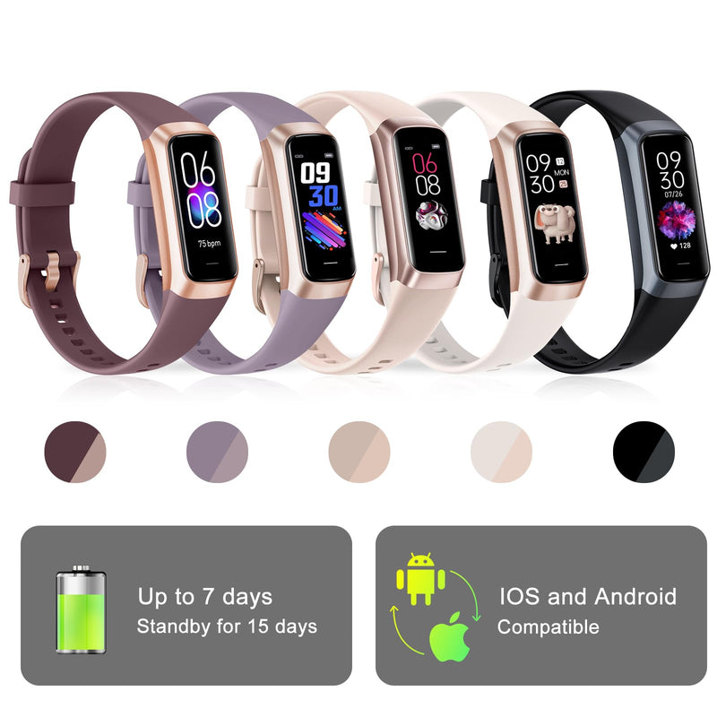 Fitness Tracker, Activity Trackers with 24/7 Heart Rate, Blood Oxygen Blood Pressure Sleep Monitor, Step Counter with 1.1" AMOLED Touch Color Screen, Calorie Pedometer Health Smart Watch for Women Men cream-coloured - BeesActive Australia