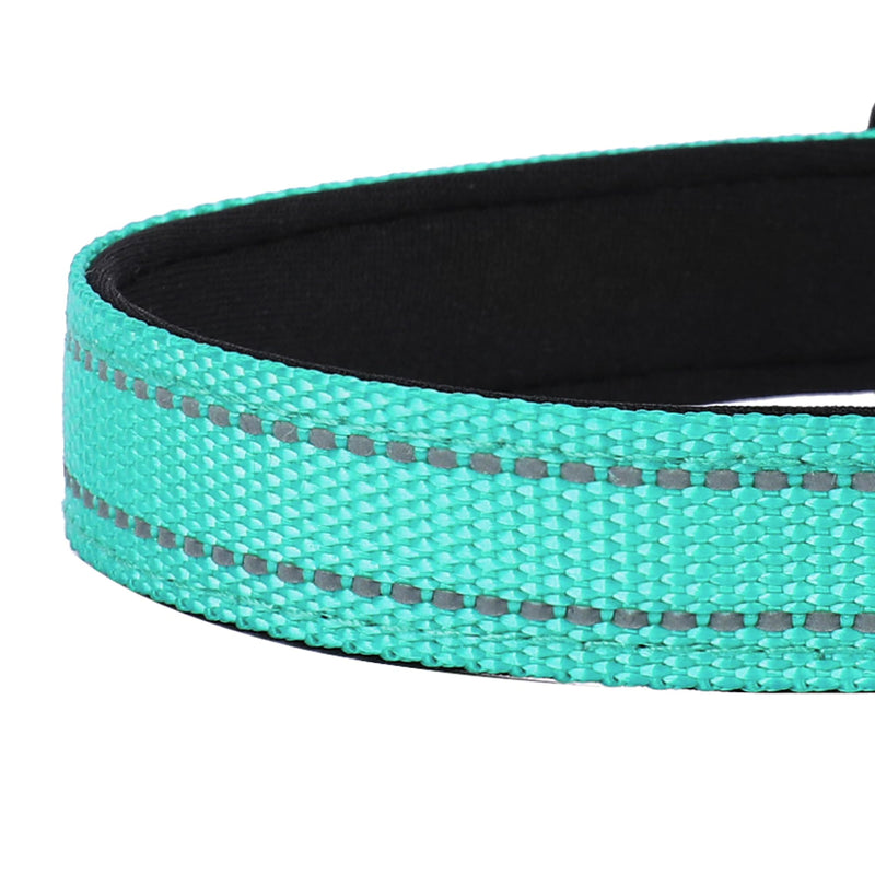 Reflective Dog Collar, Adjustable Soft Neoprene Padded Nylon Pet Collars with Buckle for Medium Dogs, Teal,M - BeesActive Australia