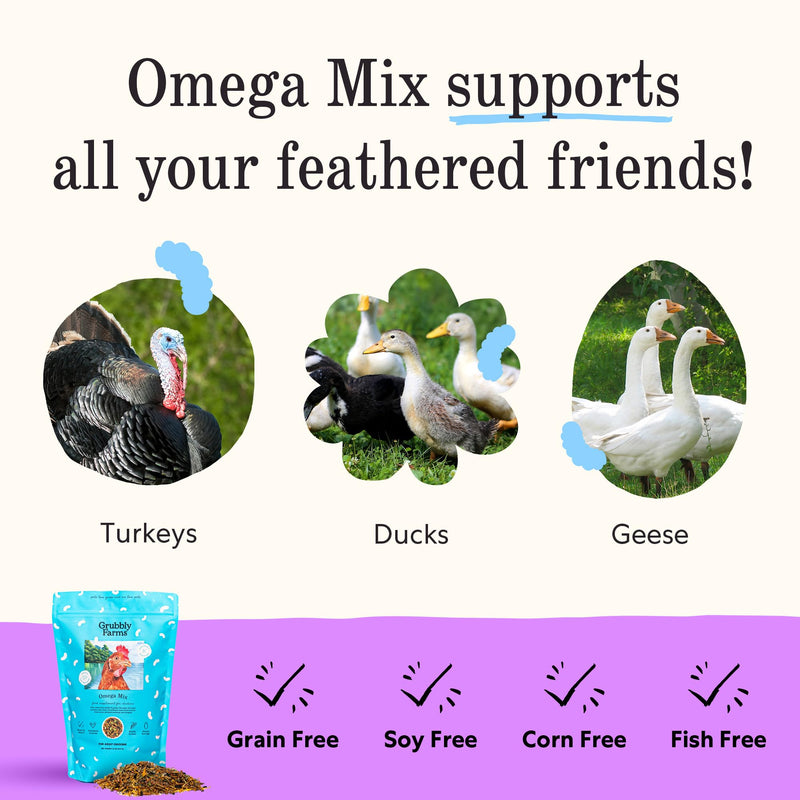 Grubbly Farms Omega Mix - Omega Enriching Feed Supplement for Chickens (1LB) Omega Mix - 1 LB - BeesActive Australia