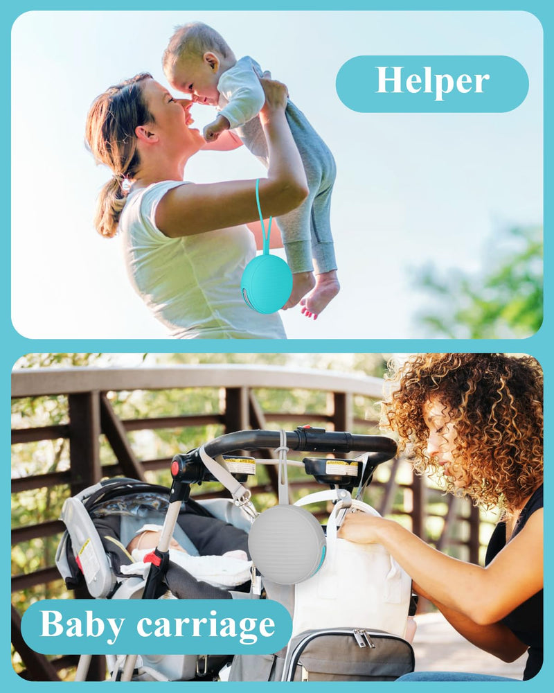 Pacifier Case, Holder for Traveling Baby Essentials Set - BPA Free Green + Gray