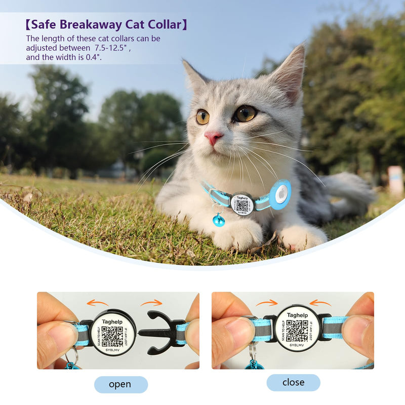 AirTag Cat Collar with Smart id tag, Cat Tracker Collar with Air Tag Holder, Safety Breakaway Buckle and Name Tag, Compatible with Apple Airtag, for Cats, Kittens and Small Dogs (Pink Cute paw Print) collar with airtag holder Pink Cute paw Print - BeesActive Australia