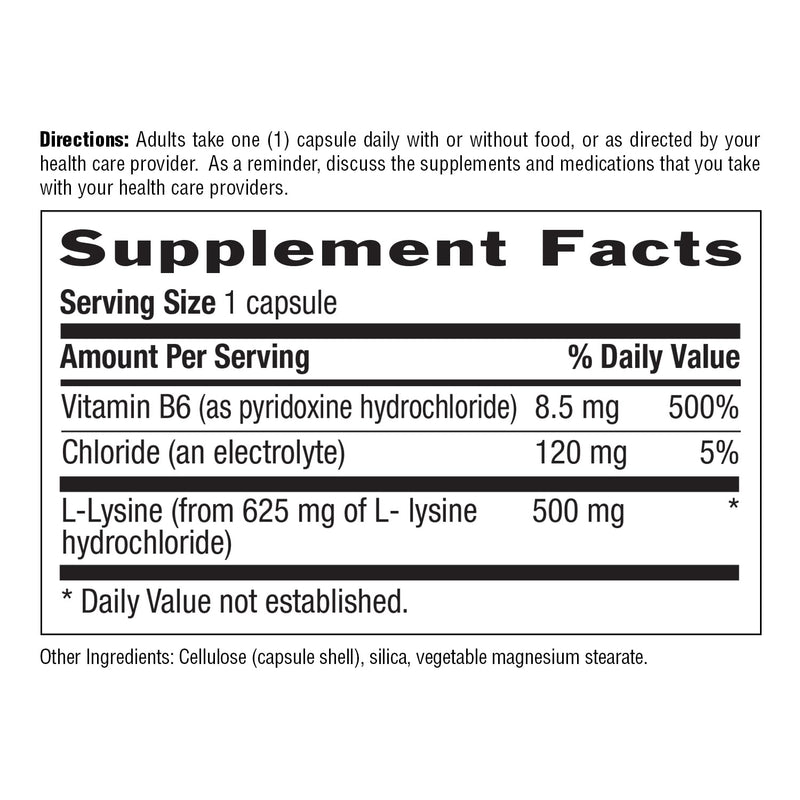 Country Life L-Lysine 500mg with B-6, Supports Immune Health, Promotes Collagen Renewal in Lips and Mouth, 250 Vegan Capsules, Certified Gluten Free, Certified Vegan 250 Count (Pack of 1)