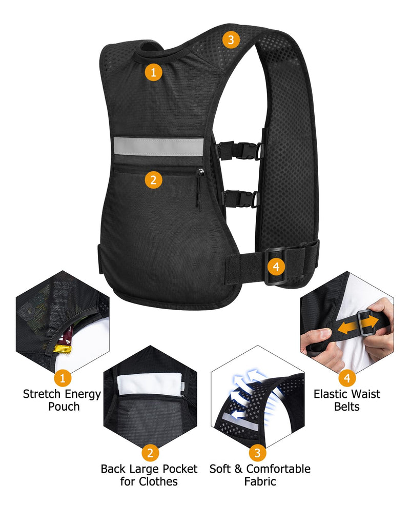 NOOLA Running Vest with Dual 500ml Soft Flask, Lightweight Hydration Vest for Women Men, Water Backpack with Adjustable Strap Yellow
