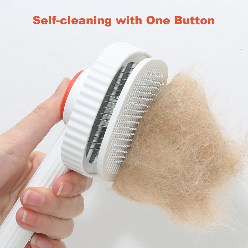 ACE2ACE Self-Cleaning Slicker Brush for Shedding, Long and Short Haired Indoor Cats - Removes Mats and Loose Hair Easily White - BeesActive Australia