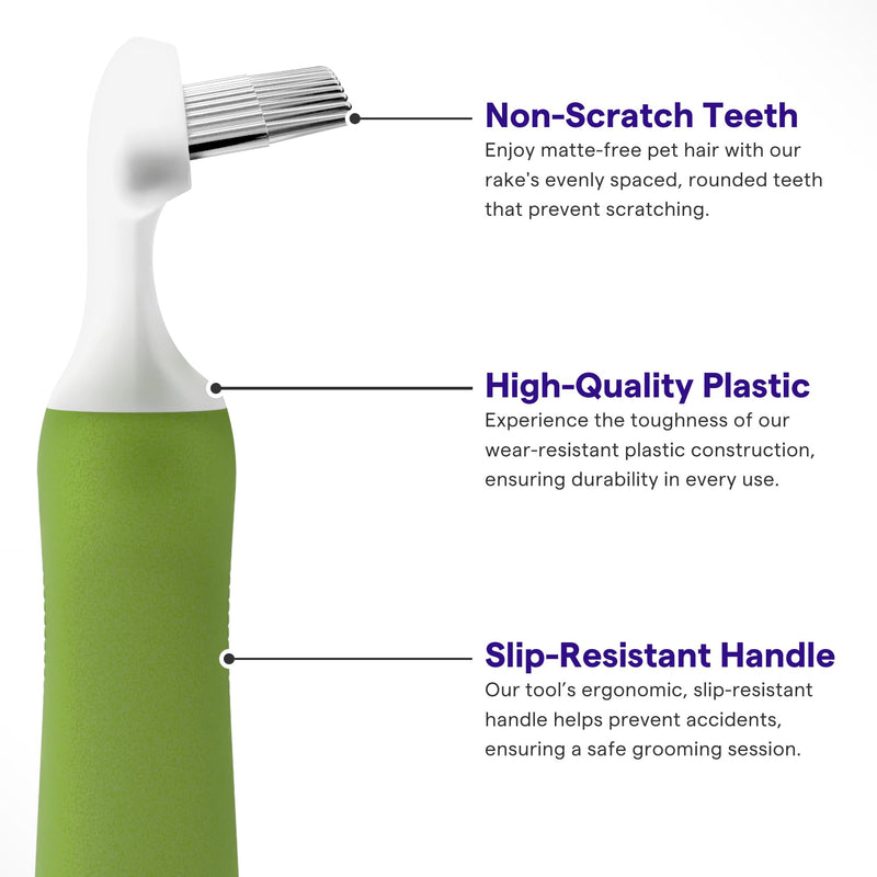 Pet Grooming Rake for Dogs & Cats - Dematting Comb Tool for Removing Matted Hair from Under Coat, Shedding Control - Non-Scratch Detangler & Dog Undercoat Fur Remover - Ebook Guide - BeesActive Australia