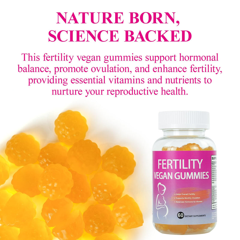 Fertility Gummies for Women to Get Pregnant Fast, Folic Acid Conception Gummies to Boost Fertility for Her, 60 Count Fertility Vitamin Gummy Support Hormone Balance, Ovulation & Period Cycle
