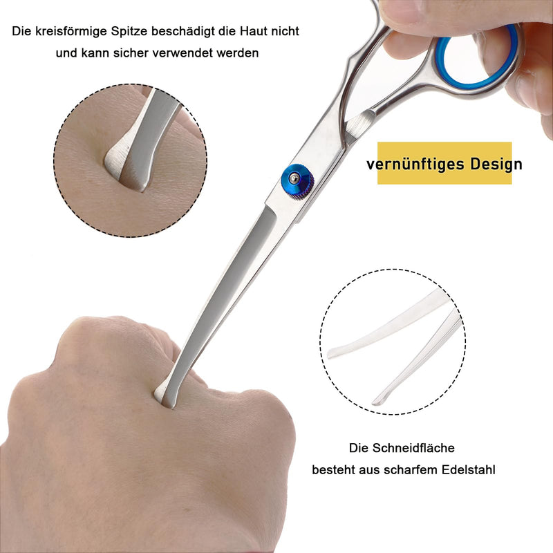 Virtue Yun Dog Scissors, Dog Grooming Scissors with Safety Tip, Curved Grooming Scissors, Stainless Steel, Silver Curved Scissors, Cat Grooming Scissors, Dog Grooming Scissors - BeesActive Australia