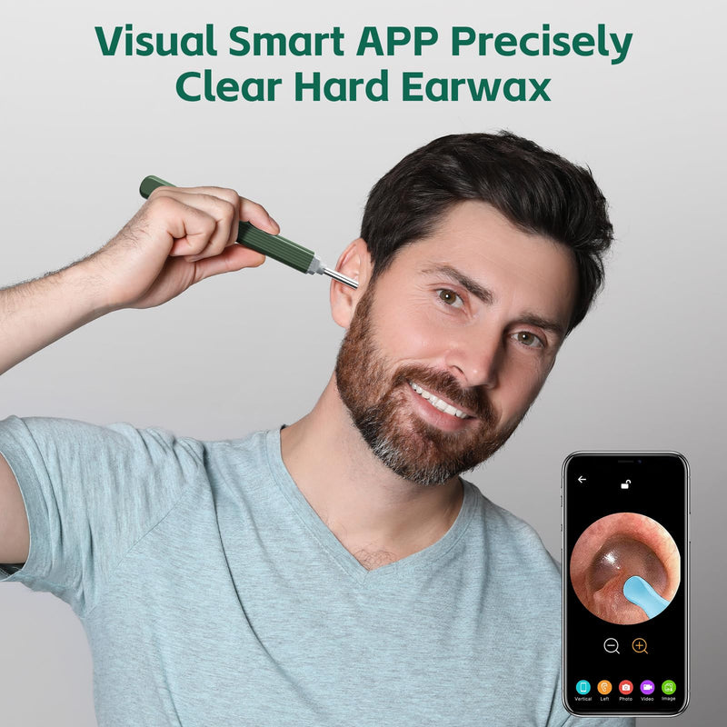Ear Wax Removal with 8 Pcs Ear Set - Ear Canal Cleaner with 1080P Camera - Ear Cleaning Kit with 6 Ear Scoops - Ear Wax Cleaner with Camera-Otoscope Ear Pick Tool for iOS & Android - BeesActive Australia