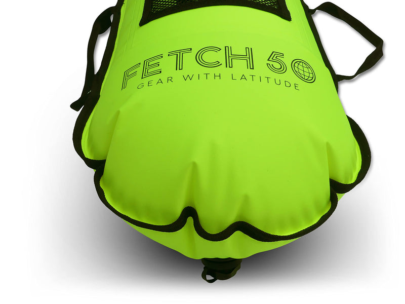Swim Buoy Dry Bag | Double Chamber Dry Bag with Handles, Nutrition Pouch and Whistle | Flourcesent Yellow Swimming Tow Float - BeesActive Australia