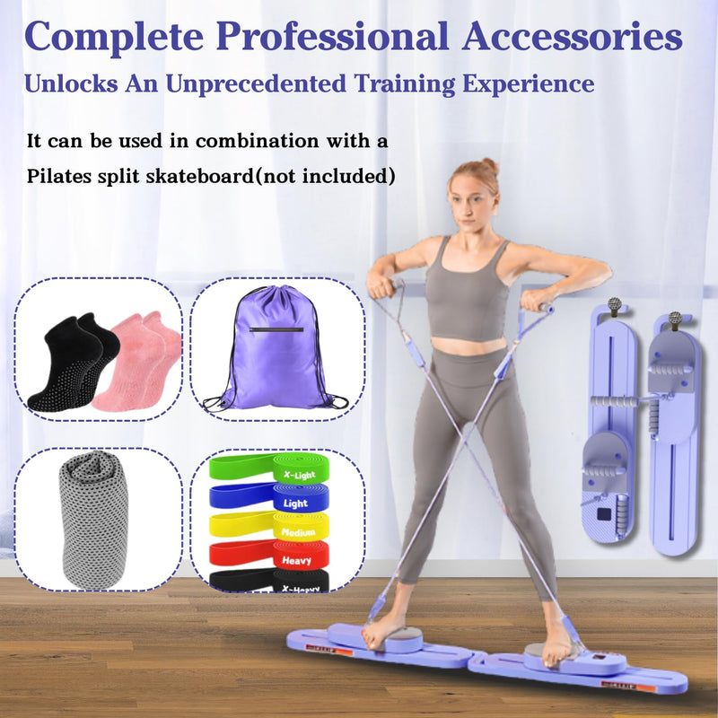 Pilates Bands Set for Women, Home Workout Pilates Equipment with Resistance Bands, Pilates Mini Bag, Pilates Starter Kit for Strength, Toning and Flexibility, Cooling Towel, and Yoga Socks Included