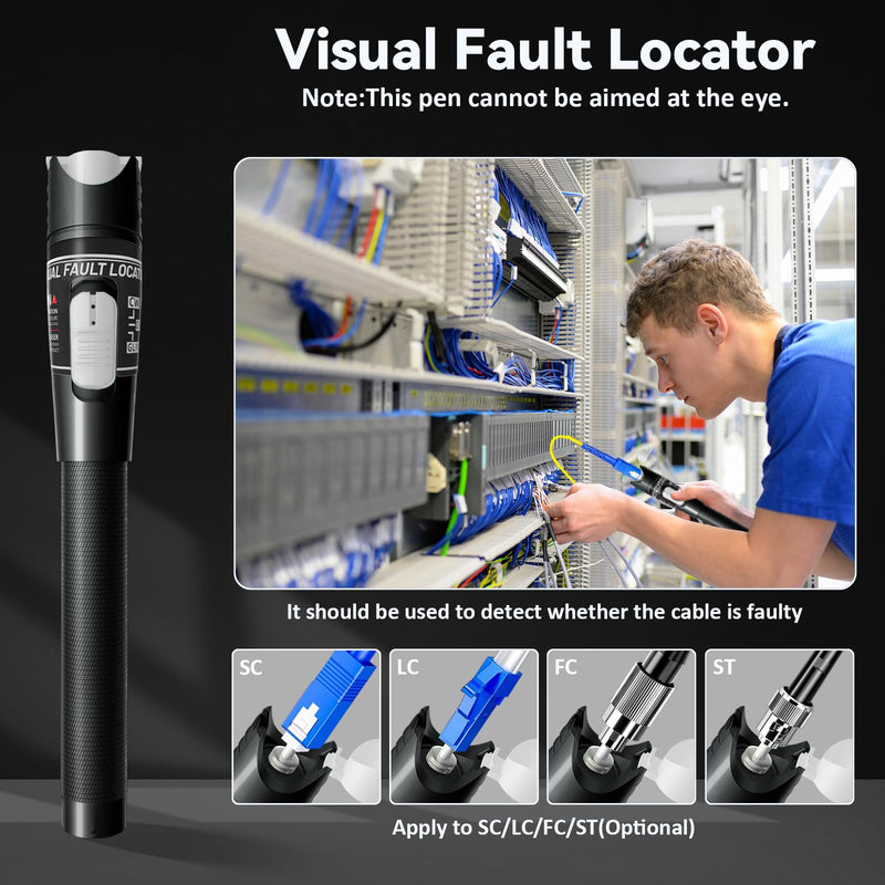 Visual Fault Locator - 80KM High-Power VFL Fiber Optic Tester Kit with FC/LC/SC/ST Compatibility - Single Mode 9/125μm for Long-Distance Fiber Testing 80 VFL + FC/LC Connector - BeesActive Australia