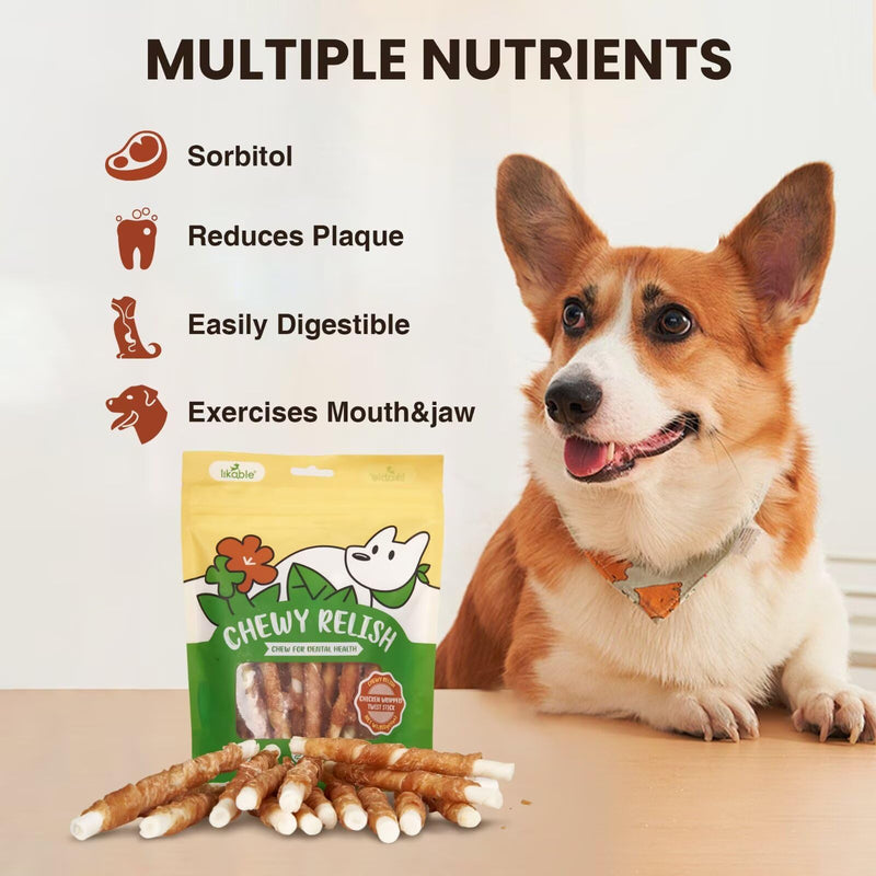Likable High-Protein Chicken-Wrapped Chew Sticks for Dogs – Grain-Free Dental Treats with Real Meat, Low-Fat Puppy & Adult Snacks, Portable Training Rewards 7.05 oz（Pack of 1） chicken wrapped twist stick 7.05 Ounce (Pack of 1)